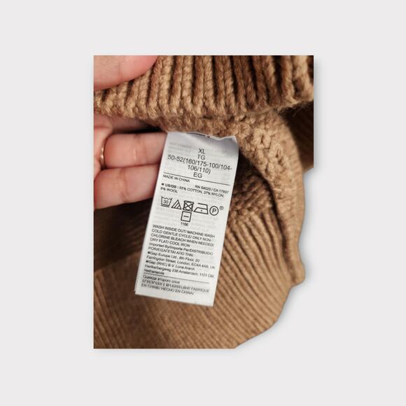 NEW Banana Republic Womens Tan Cable Knit Crewneck Sweater XL Cozy Knit - Picture 5 of 10